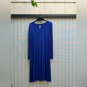 Royal blue long sleeved jersey dress